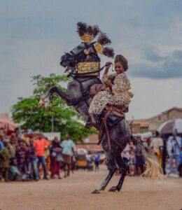 A lady on a horse during Ojude Oba festival